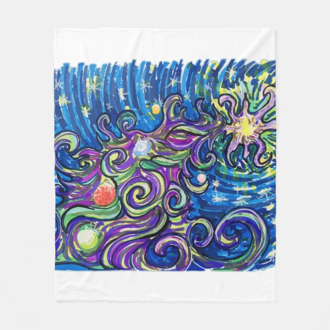 Cosmic Christmas Tree Fleece Blanket (Front)