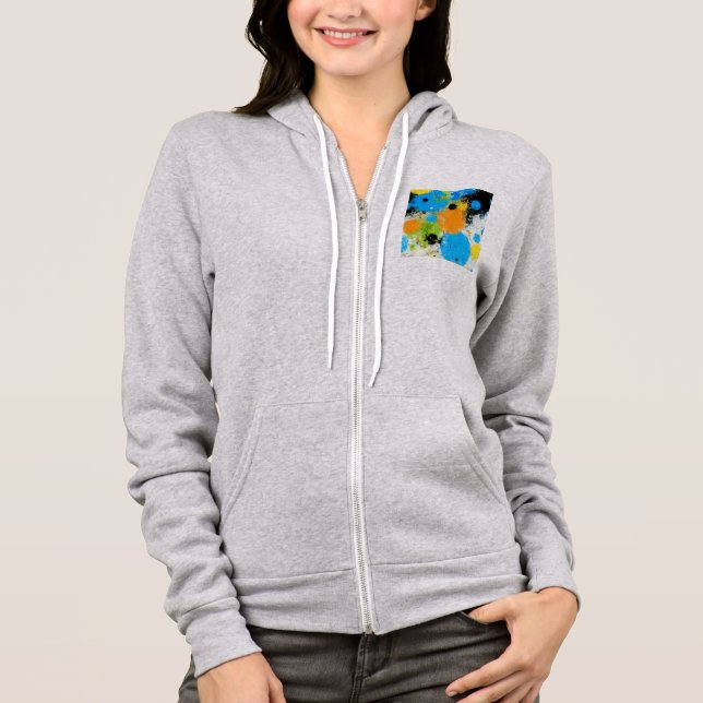 Cosmic Chromatic Splatter: Abstract Orbit Hoodie (Front)