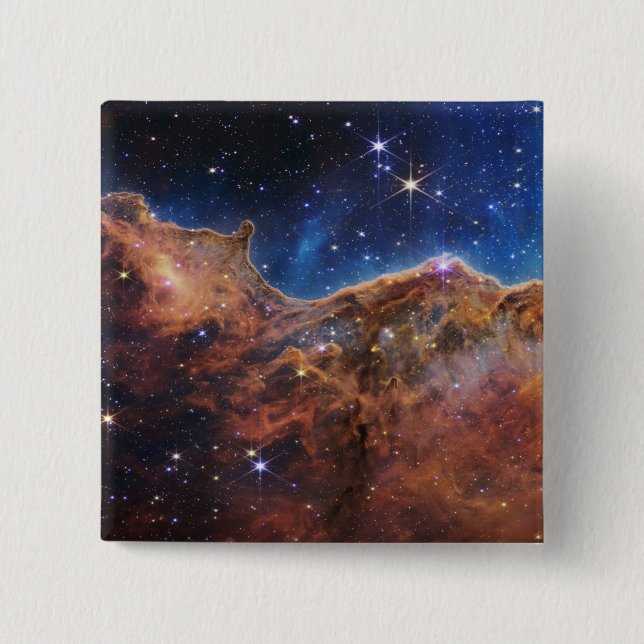 Cosmic Cliffs Carina Nebula Space Webb Telescope  15 Cm Square Badge (Front)