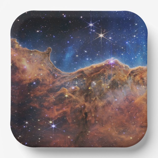 Cosmic Cliffs Carina Nebula Space Webb Telescope  Paper Plate (Front)