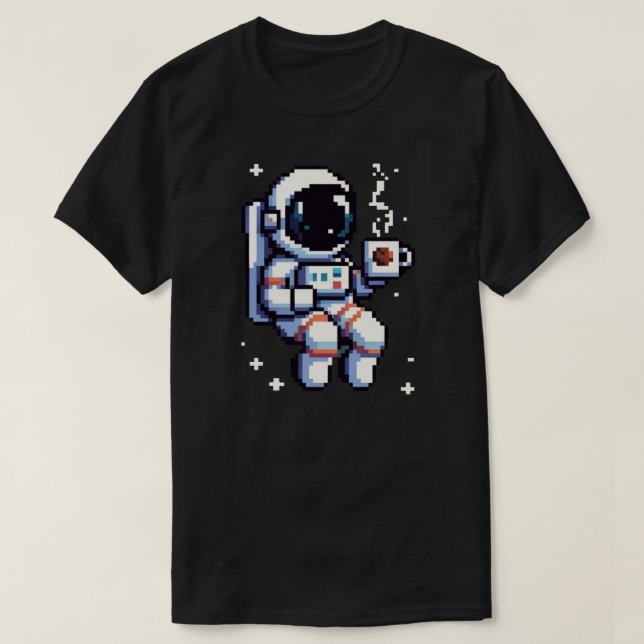 Cosmic Coffee Break: Astro Java - Space Sipper T-Shirt (Design Front)
