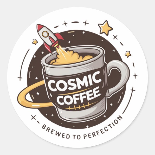 Cosmic Coffee Classic Round Sticker (Front)