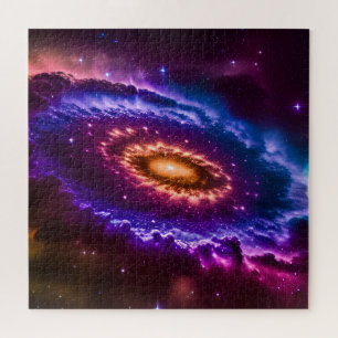 Cosmic Colorful Galaxy and Stars in Universe Jigsaw Puzzle