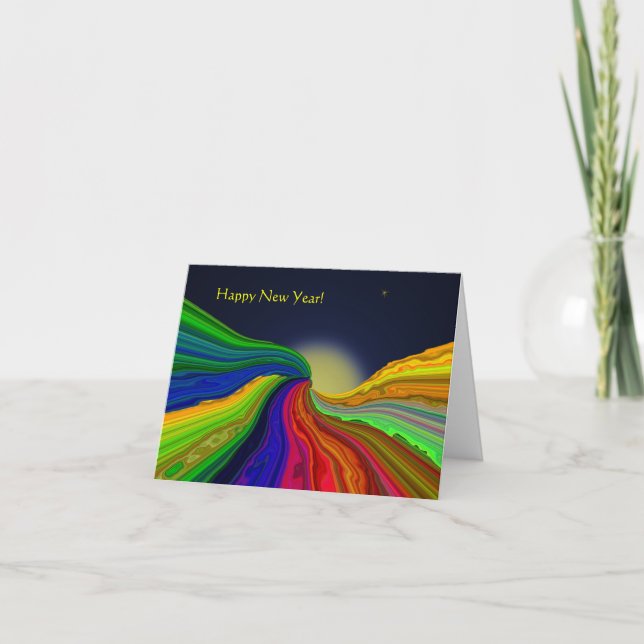 Cosmic Colour Rivers Abstract New Years Card (Front)