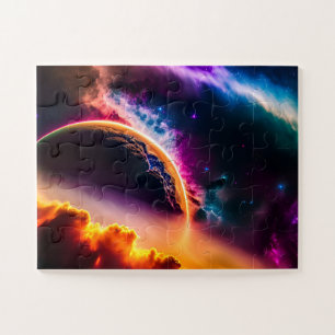 Cosmic Colourful Clouds with Fun Planet Landscape Jigsaw Puzzle