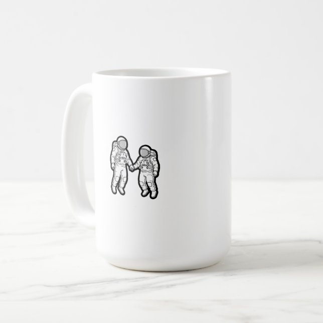 Cosmic Companions – Astronauts Holding Hands Coffee Mug (Front Left)