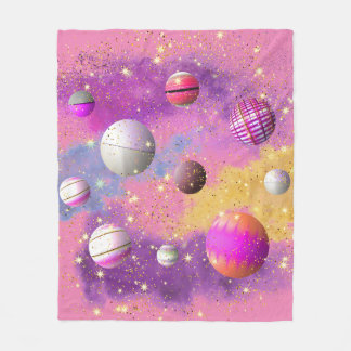 Cosmic Cotton Candy Galaxy Fleece Blanket