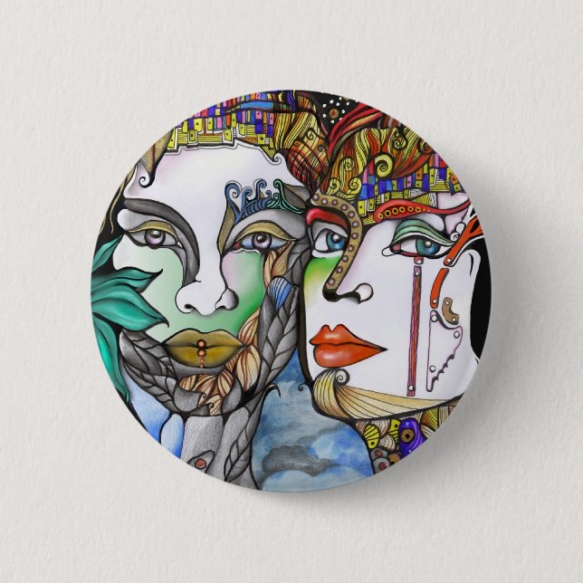 Cosmic Couple 6 Cm Round Badge (Front)