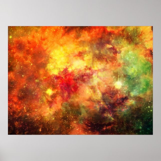 Cosmic Cradle-original art poster-space orange Poster (Front)