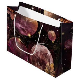 Cosmic Crystal Ringed Planet Fantasy Art (10) Large Gift Bag