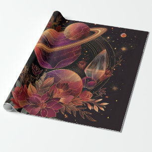 Cosmic Crystal Ringed Planet Fantasy Art (2) Wrapping Paper