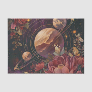Cosmic Crystal Ringed Planet Fantasy Art (3) Tissue Paper