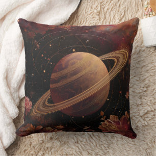 Cosmic Crystal Ringed Planet Fantasy Art (5) Cushion