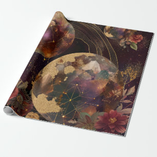 Cosmic Crystal Ringed Planet Fantasy Art (9) Wrapping Paper