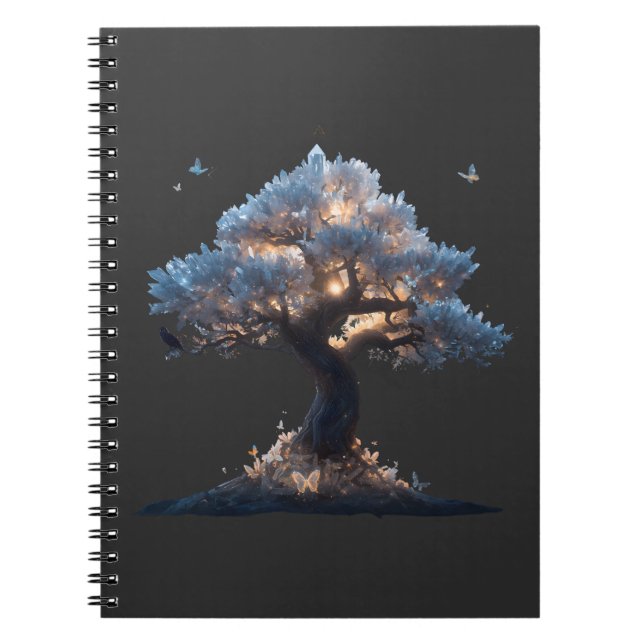 Cosmic Crystal Tree Art – Dreamy Nature Design Notebook (Front)