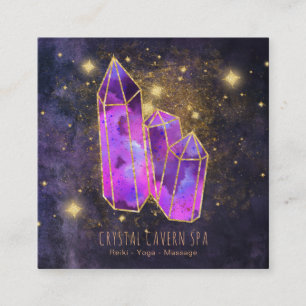 *~* Cosmic Crystals Gold Glitter Stars & Star Dust Square Business Card