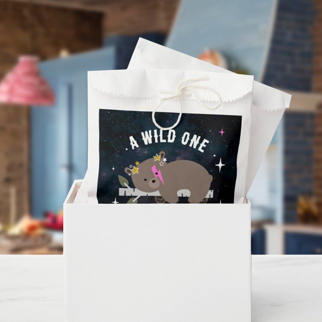 Cosmic Cub Sleepy Wild One Pink Girl Baby Shower Favour Bags (Creator Uploaded)
