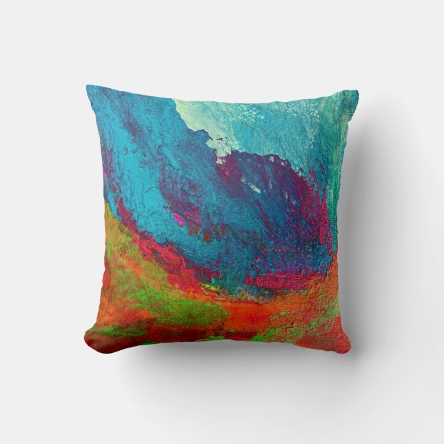 Cosmic Currents: A Clash of Fire and Water Cushion (Front)