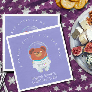 Cosmic Cutie is on the Way! Bear Baby Shower Napkin