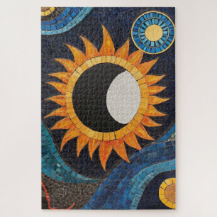 Cosmic Dance Mosaic Sun Moon  Jigsaw Puzzle