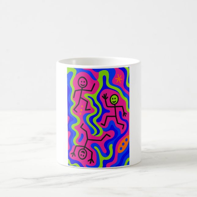 Cosmic Dance – Neon Stickmen Mug (Center)