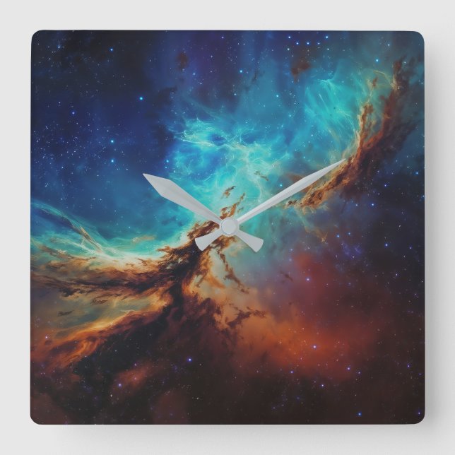 Cosmic Dance - Painterly Style Space Art Square Wall Clock (Front)