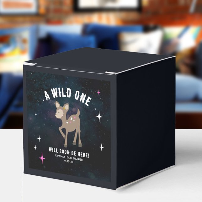 Cosmic Deer Wild One Pink Girl Baby Shower Favour Box (Creator Uploaded)
