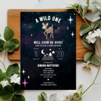 Cosmic Deer Wild One Pink Girl Baby Shower
