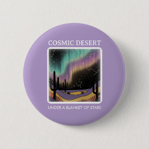 Cosmic Desert Aurora • Retro Western Night Sky 6 Cm Round Badge