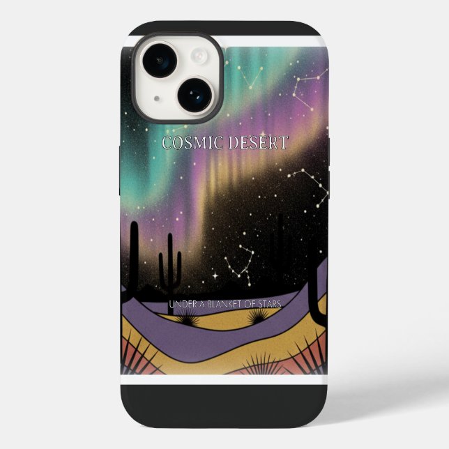 Cosmic Desert Aurora • Retro Western Night Sky Case-Mate iPhone Case (Back)