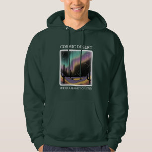 Cosmic Desert Aurora • Retro Western Night Sky Hoodie