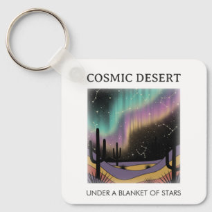 Cosmic Desert Aurora • Retro Western Night Sky Key Ring