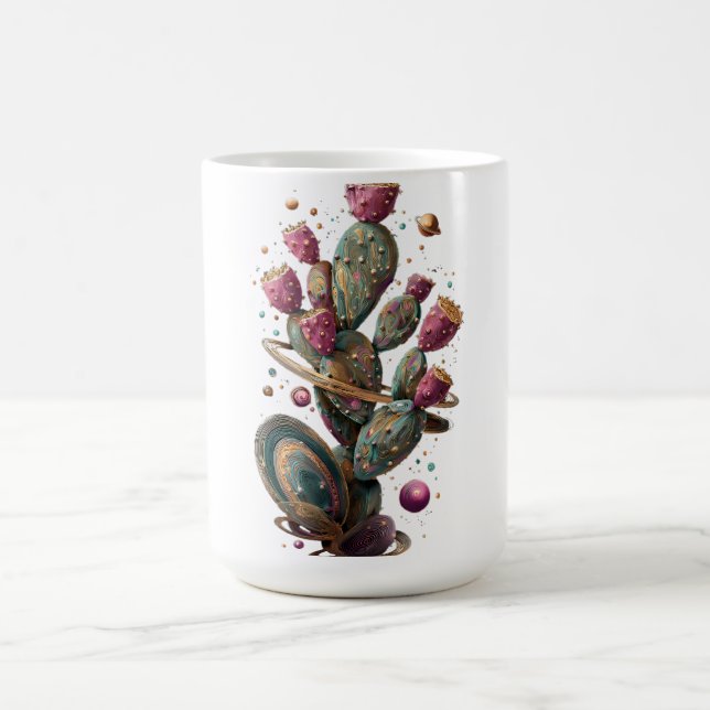 Cosmic desert cactus art  coffee mug (Center)