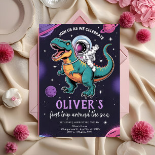 Cosmic Dino Adventure Party Invitation