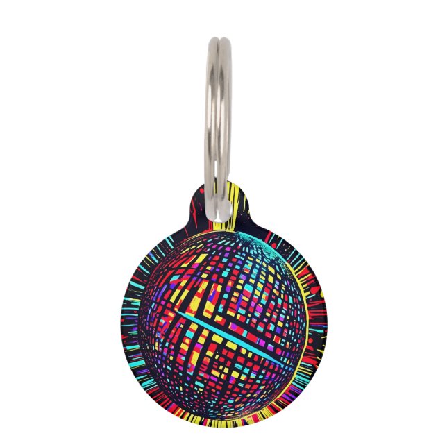 Cosmic Disco Groove: Lino Cut Pet Tag (Front)