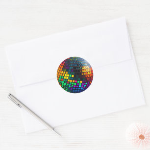 Cosmic Disco: Groovy Lino Cut Artwork Classic Round Sticker
