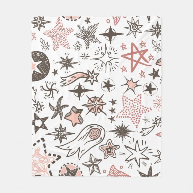 Cosmic Doodles: Stars and Comets Fleece Blanket (Front)