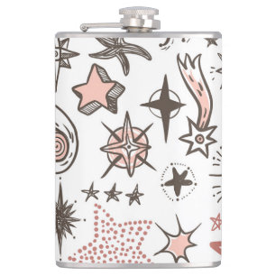Cosmic Doodles: Stars and Comets Hip Flask