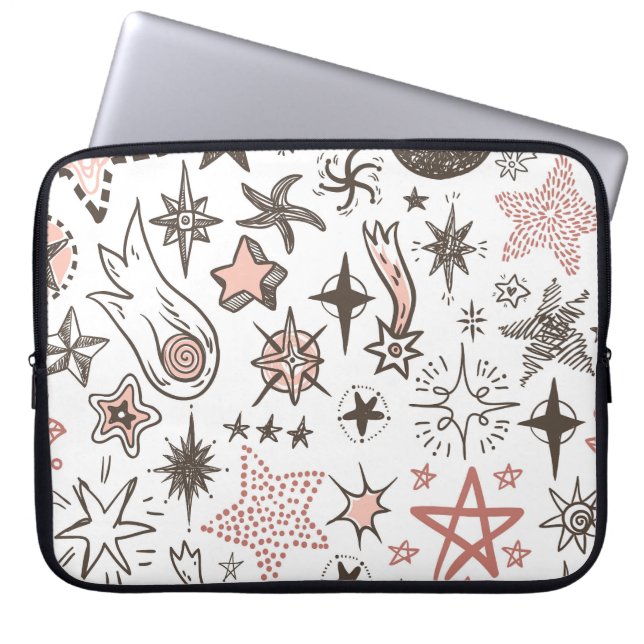 Cosmic Doodles: Stars and Comets Laptop Sleeve (Front)
