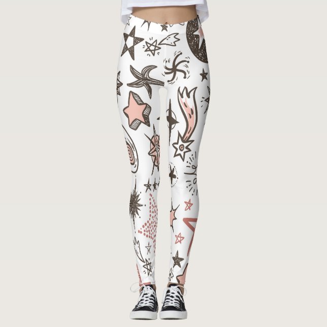 Cosmic Doodles: Stars and Comets Leggings (Front)