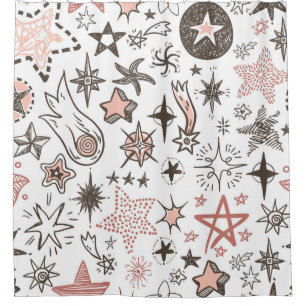 Cosmic Doodles: Stars and Comets Shower Curtain