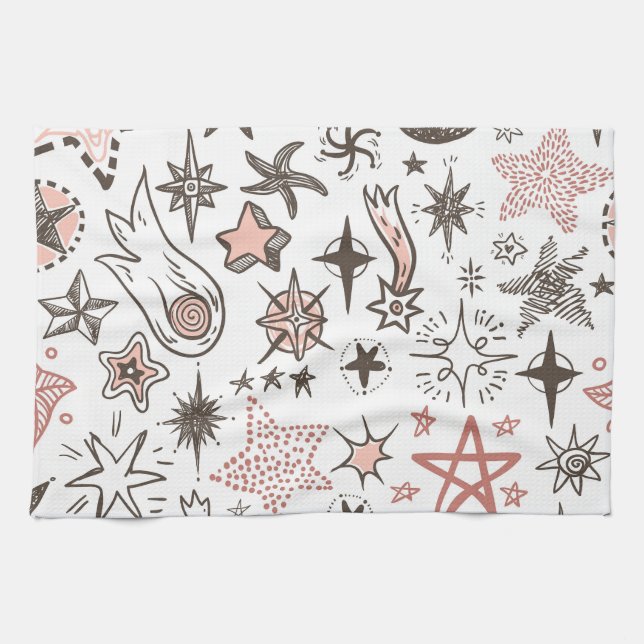 Cosmic Doodles: Stars and Comets Tea Towel (Horizontal)