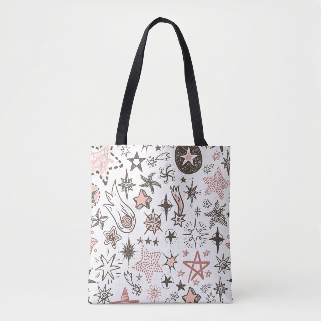 Cosmic Doodles: Stars and Comets Tote Bag (Front)