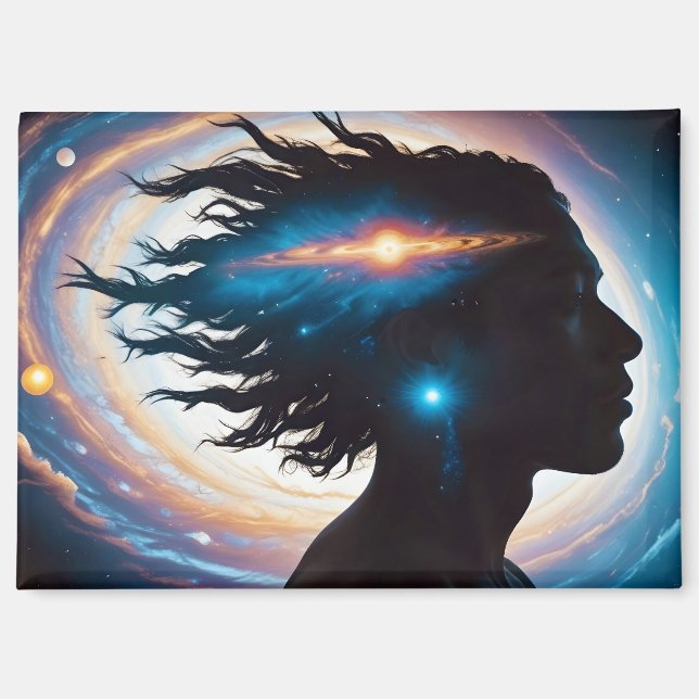 Cosmic Double Exposure Space Infinity Universe Art Magnet (Front)