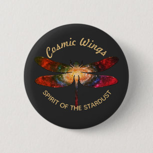 Cosmic Dragonfly • Galaxy Wings & Nebula Trails 6 Cm Round Badge