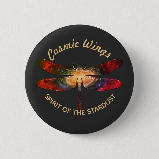 Cosmic Dragonfly • Galaxy Wings & Nebula Trails 6 Cm Round Badge (Front)