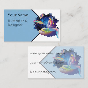 Cosmic Dreamer: Celestial Woman & Space Fish Business Card