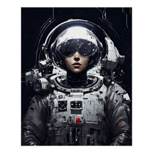 Cosmic Dreams Sci Fi Girl Astronaut Cyberpunk Poster