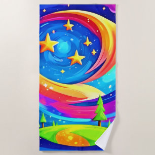 Cosmic Dreamscape: A Celestial Adventure Beach Towel