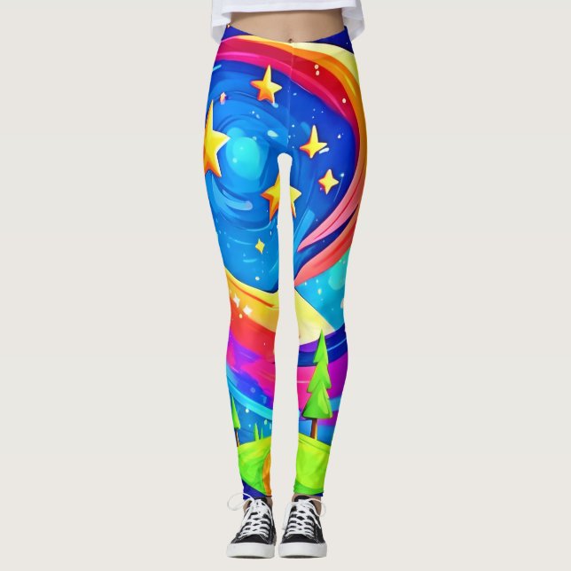 Cosmic Dreamscape: A Celestial Adventure Leggings (Front)